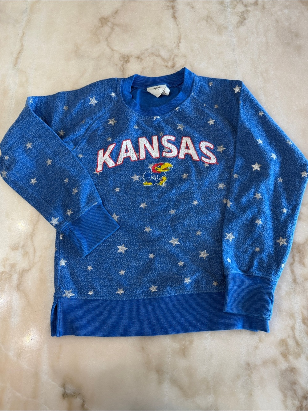 Kansas Jayhawks Blue Kids Star Crewneck Sweatshirt